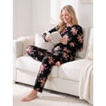 thumbnail image 3 of PatPat Pajamas for Women Set 2 Piece PJ Sets Floral Print Long Sleeve Womens Pajamas with Pockets, Black, L, 3 of 14