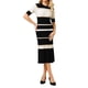 thumbnail image 1 of INSPIRAR CHIC Vestidos de Punto de Rayas para Mujer, Manga Corta, Vestido de Suéter Midi Acanalado XL Negro Blanco, 1 of 4