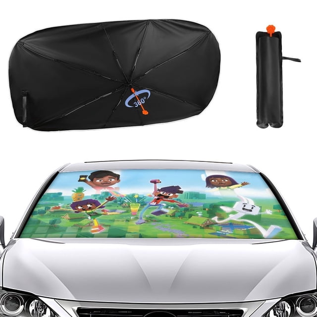 ¡Press Start! Sombrilla Solar para Auto - Protector de Parabrisas Plegable | Cortina Solar Delantero | Bloqueo UV y Aislamiento de Calor 133x73cm