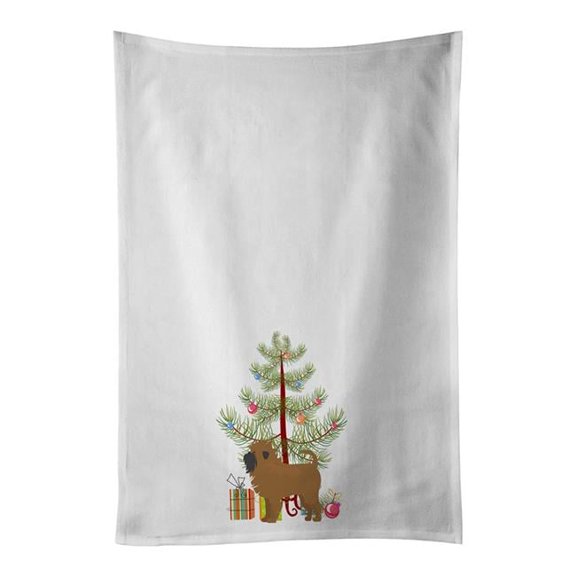 Carolines Treasures CK3439WTKT 28 x 19 in. Unisex Tan Affenpinscher Christmas Tree White Dish Towels Kitchen Towel - Set of 2