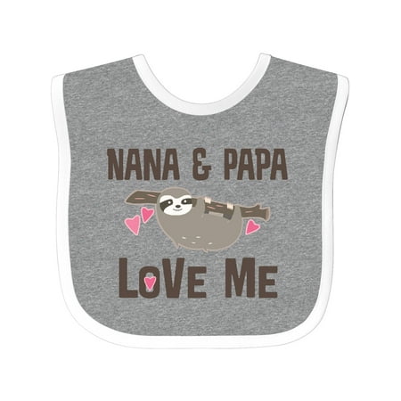 

Inktastic Nana and Papa Love Me Sloth Gift Baby Girl Bib