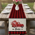thumbnail image 4 of Valentine's Day Table Runner - 120 Inch Long Truck Loves Red Plaid Romantic Beige Cotton and Linen Blended Dress Scarves Farmhouse Table Runner for Kitchen Dining, Coffee Table, 13" x 120", 4 of 8