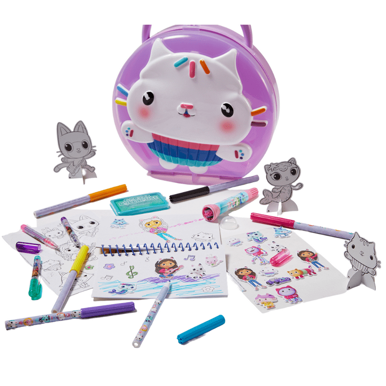 Gabbys Dollhouse Girls Art Kit with Carrying Tin Gel Pens Markers Stickers  200 Pc 