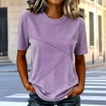 thumbnail image 5 of Plus Size Women's Relaxed Fit Round Neck Short Sleeve Printed T Shirt Blouse Comfy Breathable Work Casual Daily Wear | CSEONE,Purple 2XL, 5 of 7