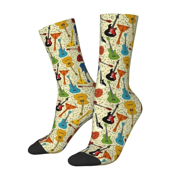Logiee Different Kind Of Guitars Print Adult Socks for Men & Women,Calf Socks, Ankle Socks,Boots Socks,Breathable Casual Sock,Unisex Crew Socks