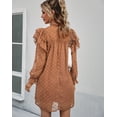 thumbnail image 3 of Ruffle Neck Ruffle Shoulder Long Sleeve Shift Dress for Women, 3 of 3