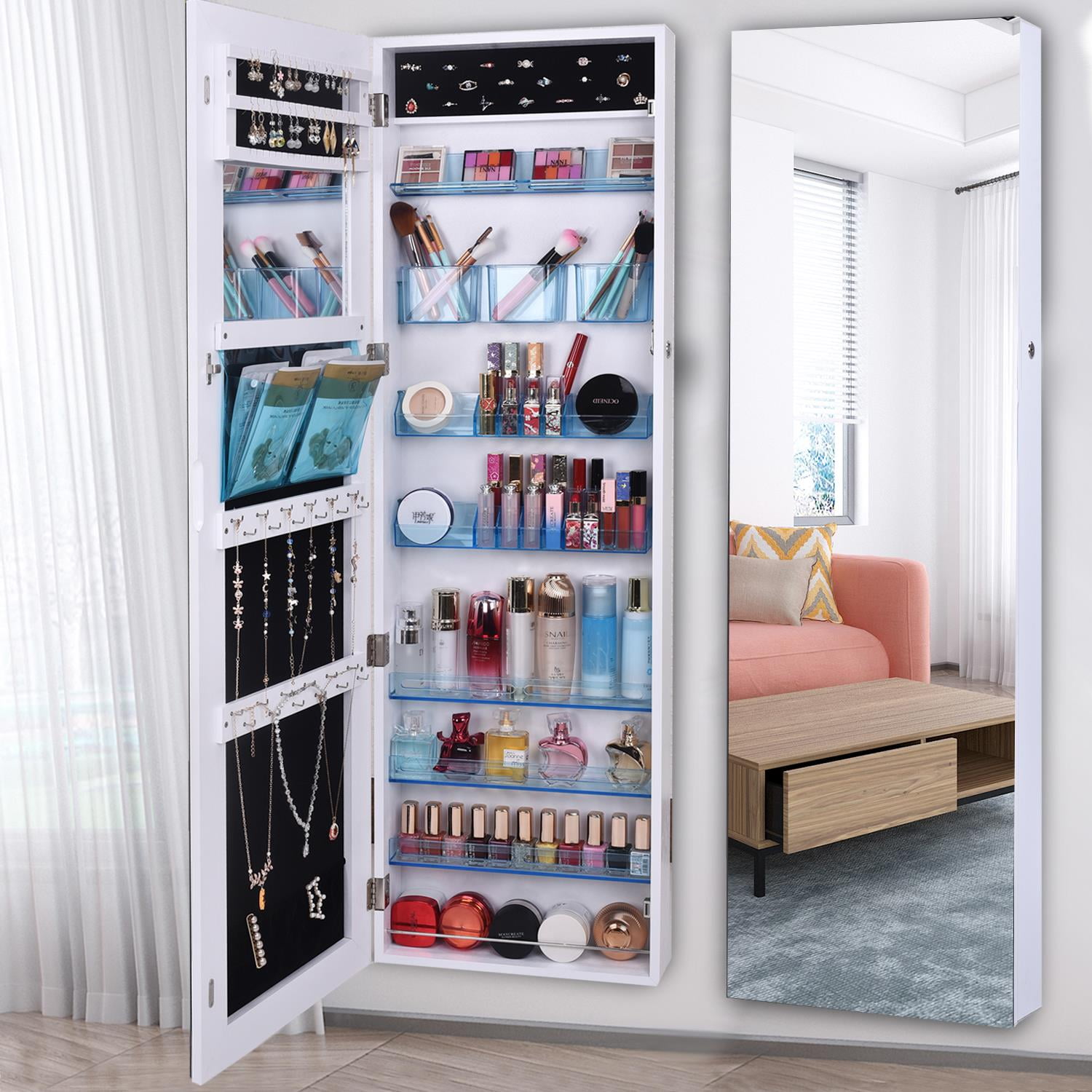 Jewelry Cabinet. Jewelry Organizer. Make up Box.armoire. Wall Mount Cosmetics  Organizer.jewelry Case. 