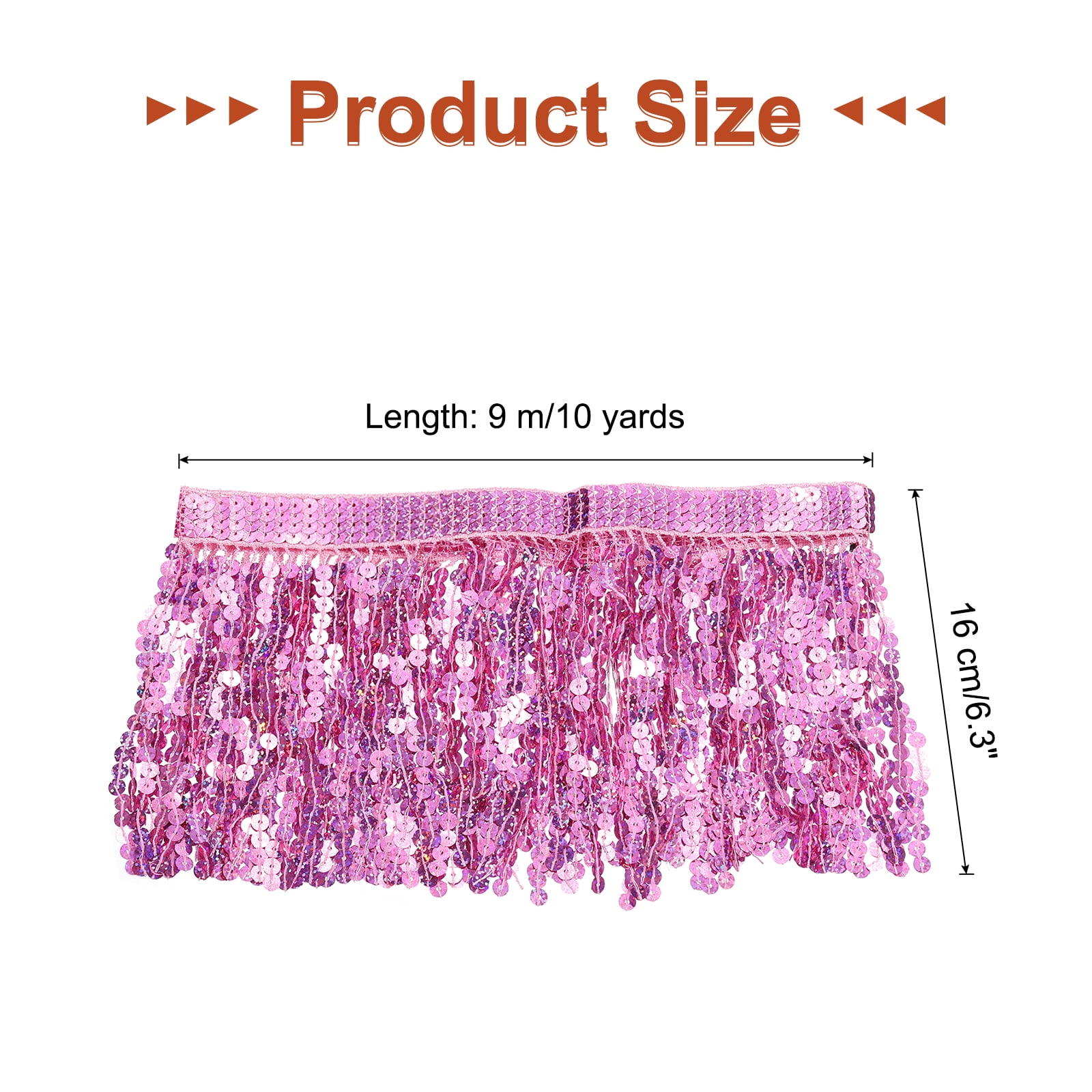 Unique Bargains Sequin Fringe Trim Wide Tassel Sewing Trim Ribbon for Clothing Pink