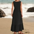 thumbnail image 5 of FAIWAD Robe Longue d'Été Sans Manches pour Femme, Décontractée, Fluide, à Volants, Style Débardeur, Robe T-Shirt Unie, 5 of 5