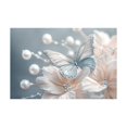 thumbnail image 5 of Mudket Framed Canvas Wall Art Ready to Hang, Silver Butterfly Cream Floral Pearl Branch Print, Glam Botanical Wall Decor Canvas Artwork for Bedroom Living Room, Flower Pictures - 12"L x 8"W, 5 of 10