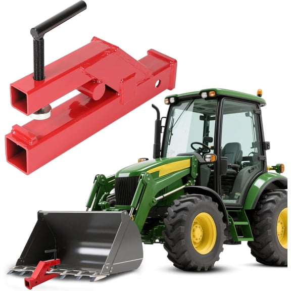 Clamp  Trailer Hitch Adaptor W/2" Receiver Ball Mount Competible with Bobcat Deere Tractor Bucket Universal Skid Steer  Red Steel  Coated