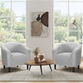 thumbnail image 3 of Renwick Corduroy Fabric Accent Barrel Chair with Elastic Foam Fills, Set of 2, Light Gray, 3 of 9
