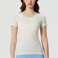 thumbnail image 5 of Uootdi Womens Tops Short Sleeve Crewneck Seamless Knit Slim Fit Stretchy Athletic Workout Gym Activewear Tees Gift, 5 of 9