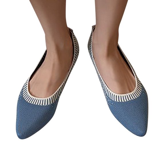 Vedolay Flats Casual Shoes Women's Slip on Shoes Casual Tennis Shoes Flat Comfortable Walking Knit Loafer,Sky Blue 6.5