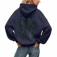 thumbnail image 2 of YMNXA Womens Hoodies With Pocket Long Sleeve Sparkling Wing Design Drawstring Comfortable Fashion Sweatshirt For Casual Daily Wear Navy Xs, 2 of 7