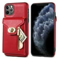 thumbnail image 2 of ELEHOLD for Apple iPhone 11 Pro Zipper Pocket Case, Flip PU Leather Wallet Crossbody Shoulder Strap Lanyard Case with Credit Card Holder Women RFID Blocking Protective Purse Cover, red, 2 of 6