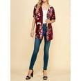 thumbnail image 5 of Made by Johnny Women's Kimono Style Short Sleeve Dolman Cardigan XXXL WINE_FLORAL, 5 of 6