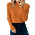 thumbnail image 1 of Yigetop Chandail à Col, pour Femmes et Hiver Couleur Unie Rétro Ajusté Demi-Col Montant Chandail à Enfiler Chandail de Base Col Roulé Chandails pour Femmes orange TG, 1 of 5