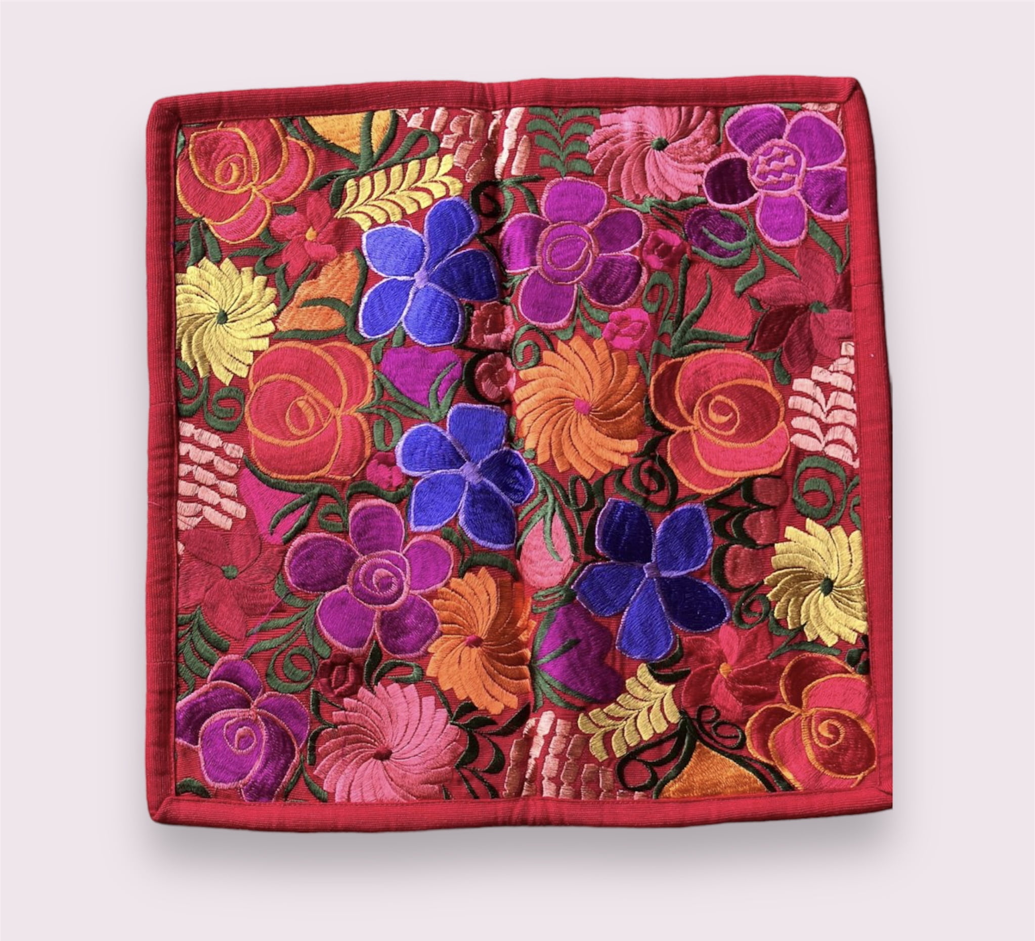 Embroidered pillow case - Flowers | Mexican Colorful Decorative Pillow Cover | Colorful Home Decor