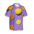 thumbnail image 2 of Balery Yellow Lemon And Orange Print Men's Hawaiian Shirts Short Sleeve Beach Shirt Relaxed Fit Vacation Button Down Shirts-Small, 2 of 9