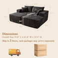thumbnail image 4 of Ovios 74"W Oversized Double Chaise Lounge Chair Deep Seat Cloud Sofa Bed Sleeper Loveseat for Living Room, No Assembly, Gray, 4 of 9