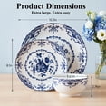 thumbnail image 6 of Onader 12 Piece Tableware Set, Rose Floral Dinnerware Set for 4, Ceramic Plates and Bowls Sets for Home Kitchen Restaurant, Scratch Resistant & Microwave Safe, Blue, 6 of 9