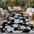 thumbnail image 2 of Black Floral Outdoor Rug 5x7 Ft - Reversible Patio Rug Outdoor Camping Rugs, Farmhouse Garden Flowers Botanical Washable Indoor Outdoor Area Rugs, Non-Slip Outdoor Carpet Runner for Deck/Porch, 2 of 8