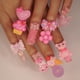 thumbnail image 1 of Uñas postizas largas TANGJMXG cuadradas rosa nude 24 piezas con dijes de oso, 1 of 5