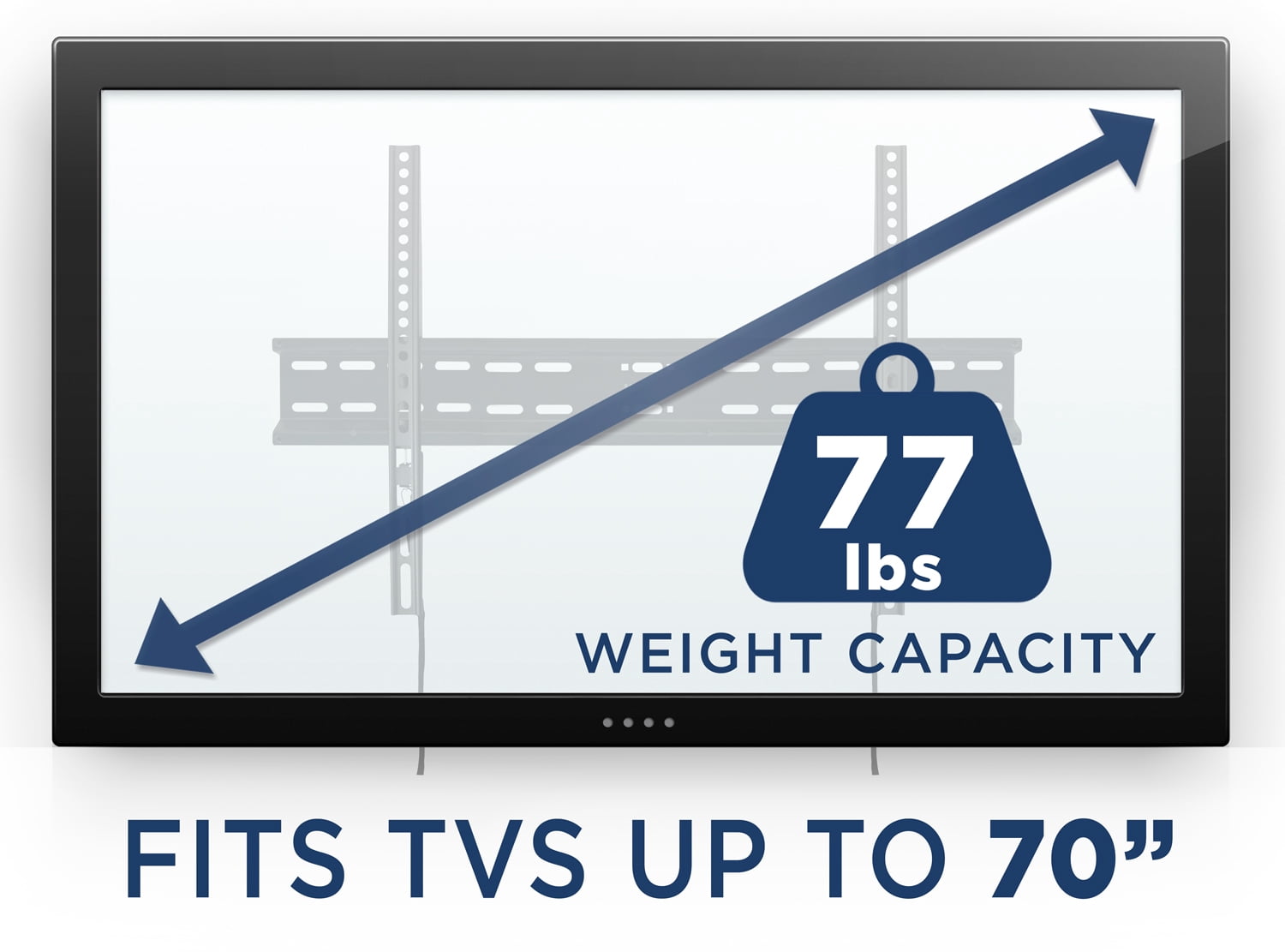Mount-It! Fixed TV Wall Mount, 37" to 70" Screens,  Capacity 77 Lbs. , Low Profile, Heavy Duty, Lifetime Guarantee