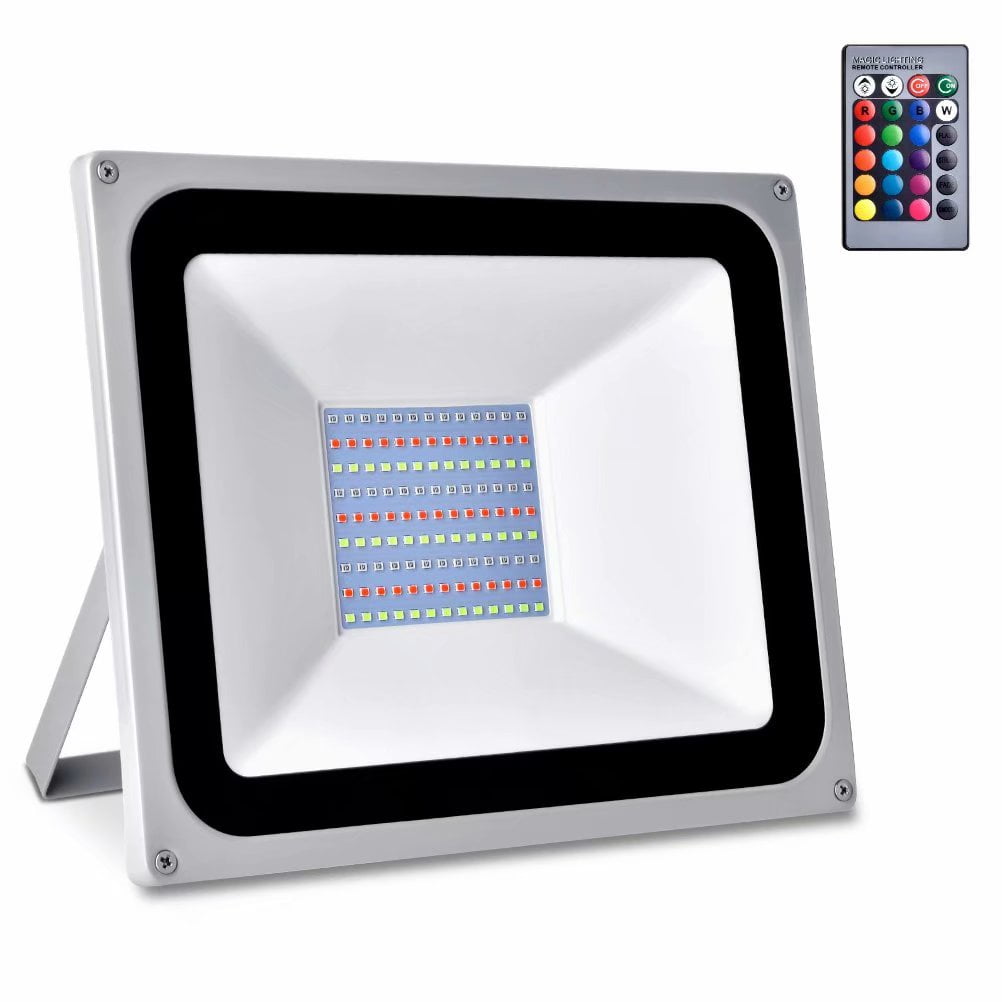 LED RGB Flood Light 100W 50W 30W Outdoor 16 Color Changing Lights W/ Remote 
