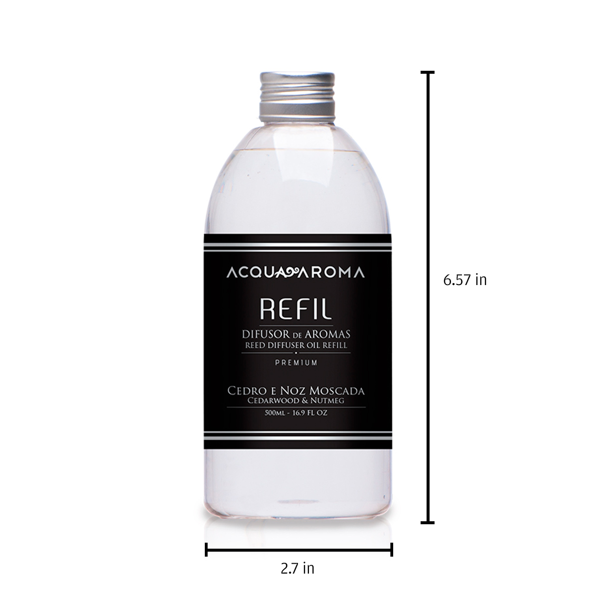 Acqua Aroma Premium Silver Reed Diffuser Oil Refill Cedarwood & Nutmeg 16.9FL OZ (500mL)