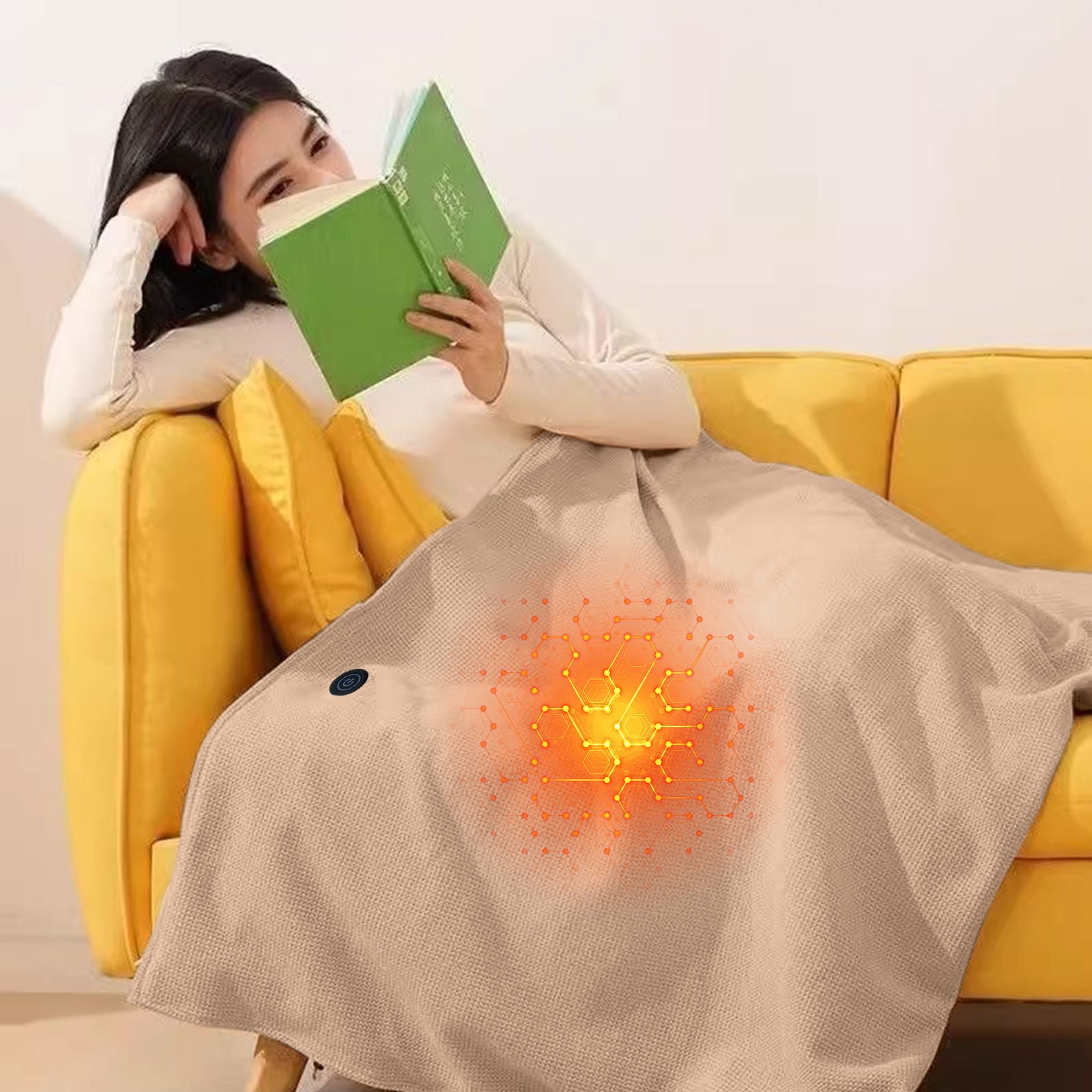 Portable Heated Shawl Wraps Battery Operated, Portable Soft Zipper Electric Heated Blanket Shawl with 3 Heating Levels, USB Heated Blanket Fast Heating Shawl Wraps for Women,(Larger Pockets)