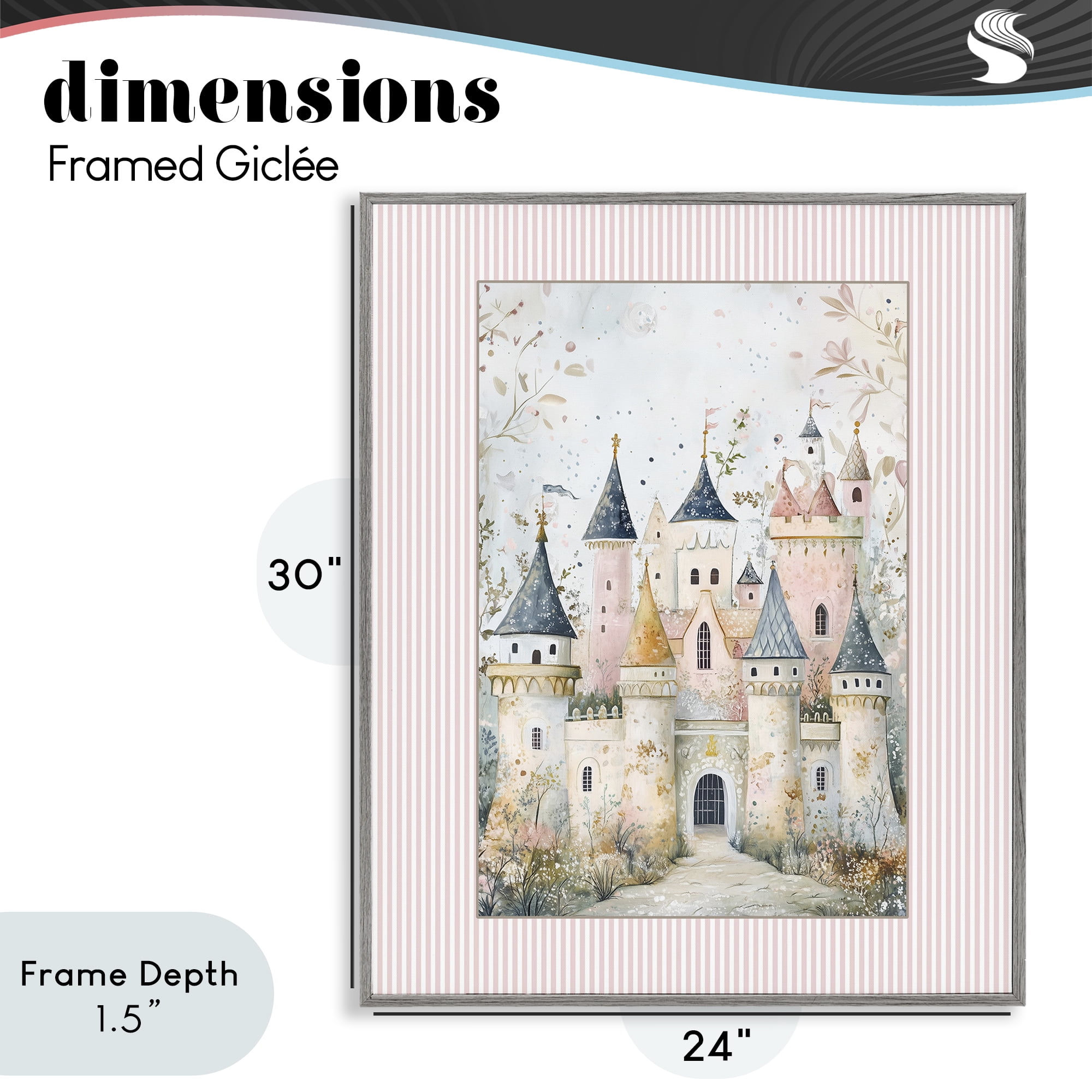 Stupell Industries Enchanted Dreams Castle Gray Framed Giclee Art, design by Christine Simpson Art