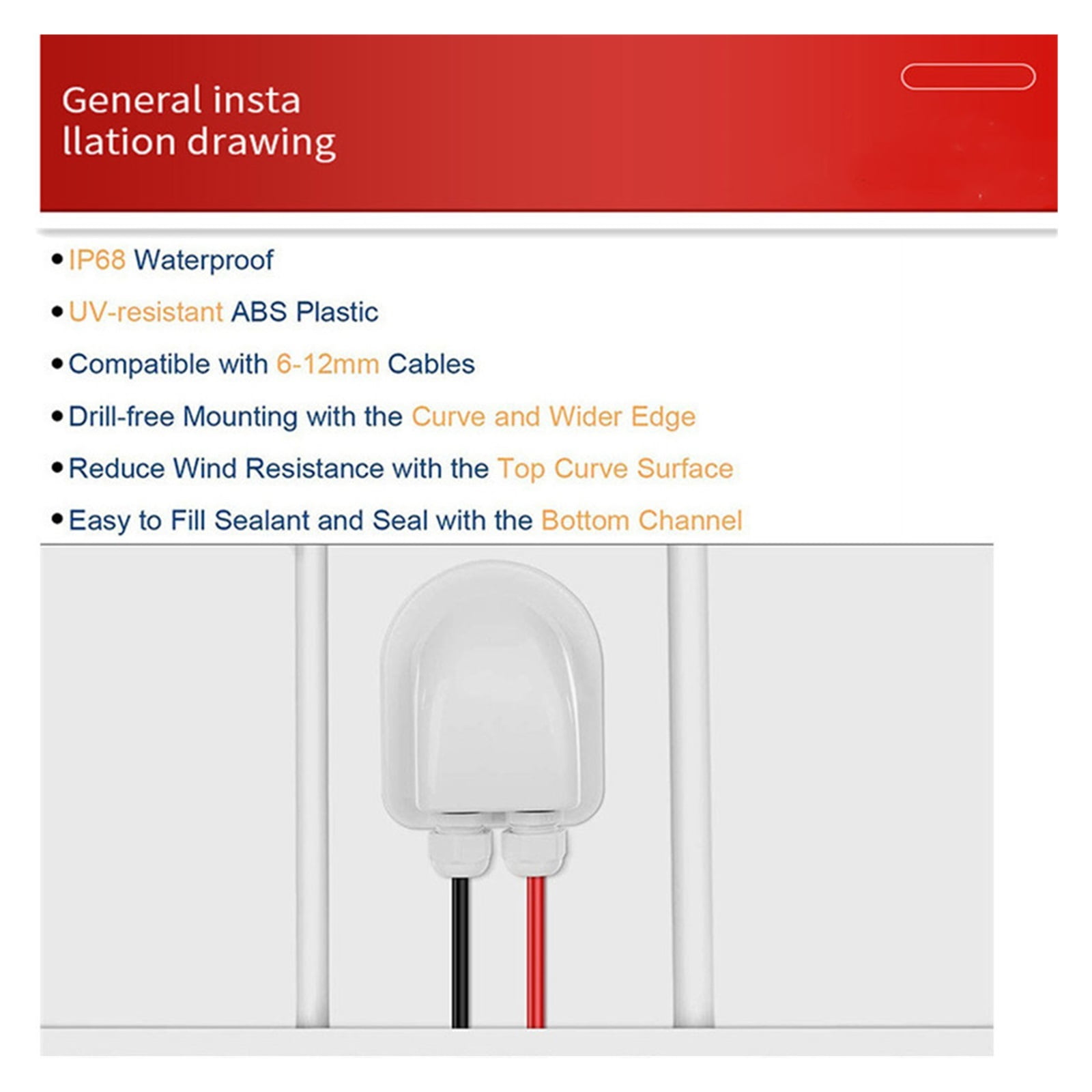 Camper Accessories Caravan Solar Car Junction Box Roof Wire Entry Solar Cable Motorhome Junction Box RV Caravan Accessories ,RV Universal Fit