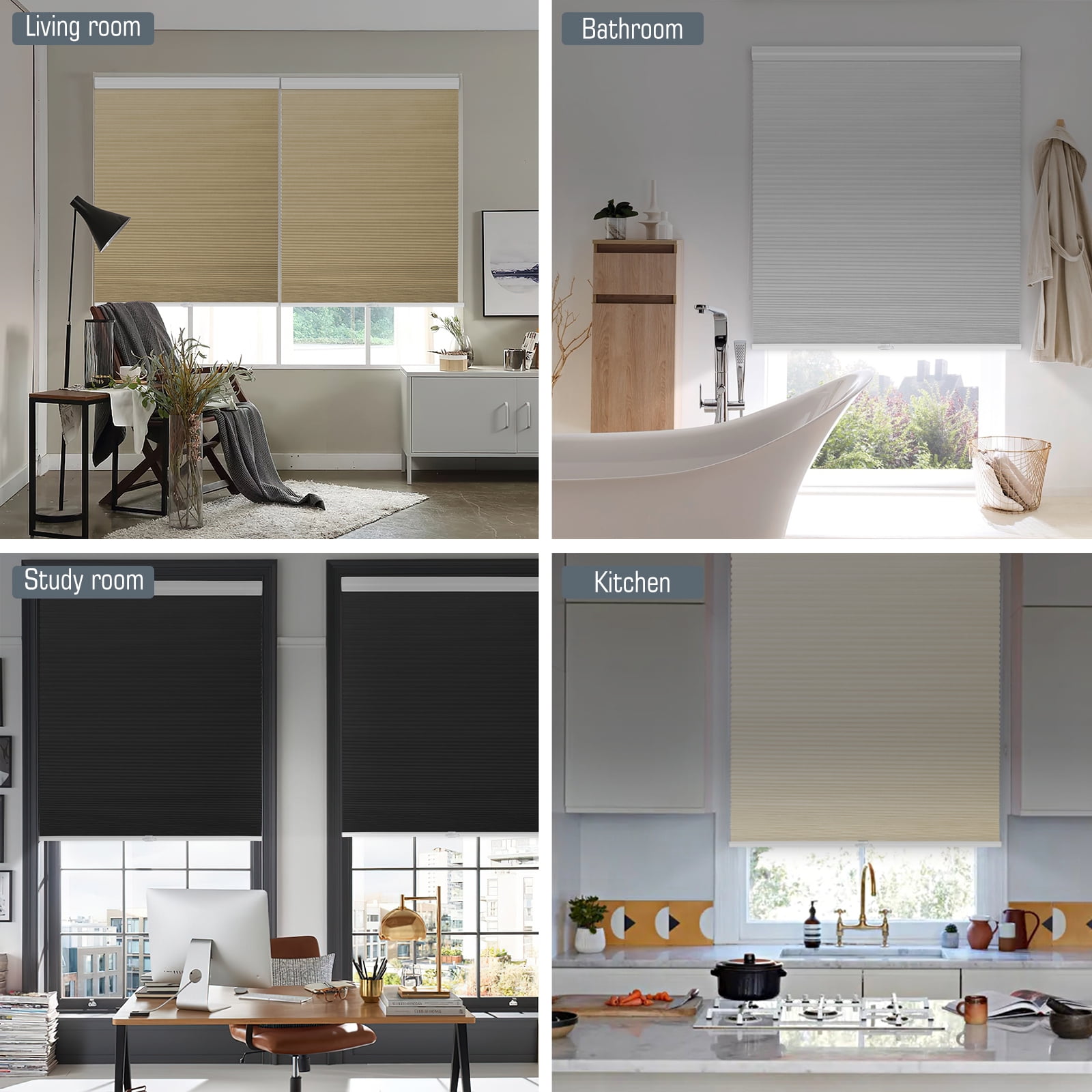 Keego 100% Blackout Cellular Window Shades Cordless Honeycomb Blinds for Window Size and Color Customizable for Home Bedroom Decor Coffee 41"w x 44"h