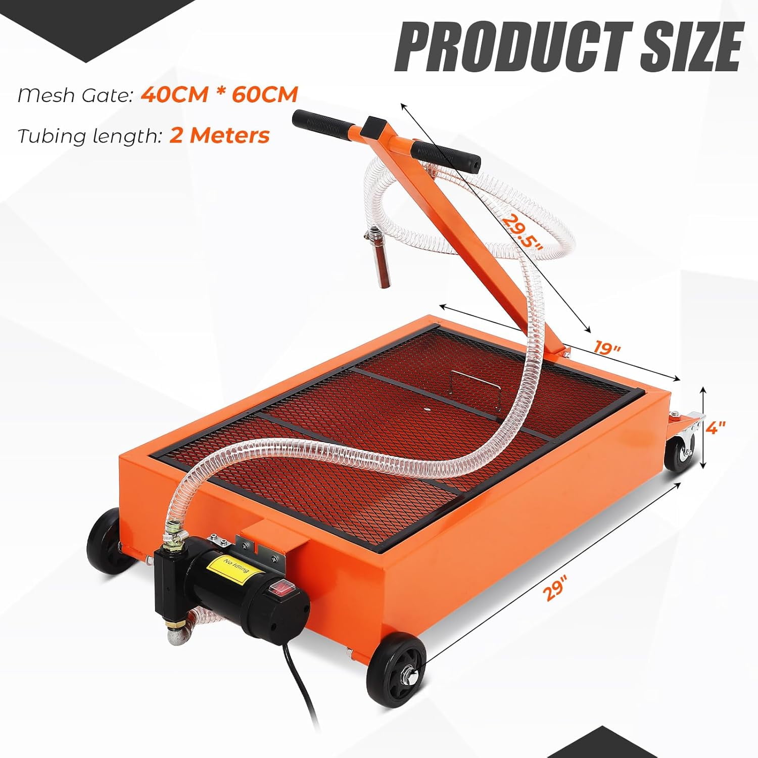 AOILE 15/20 Gallon Electric Oil Drain Pan with 110V Pump, Low Profile Oil Cart with Hose and T Handle