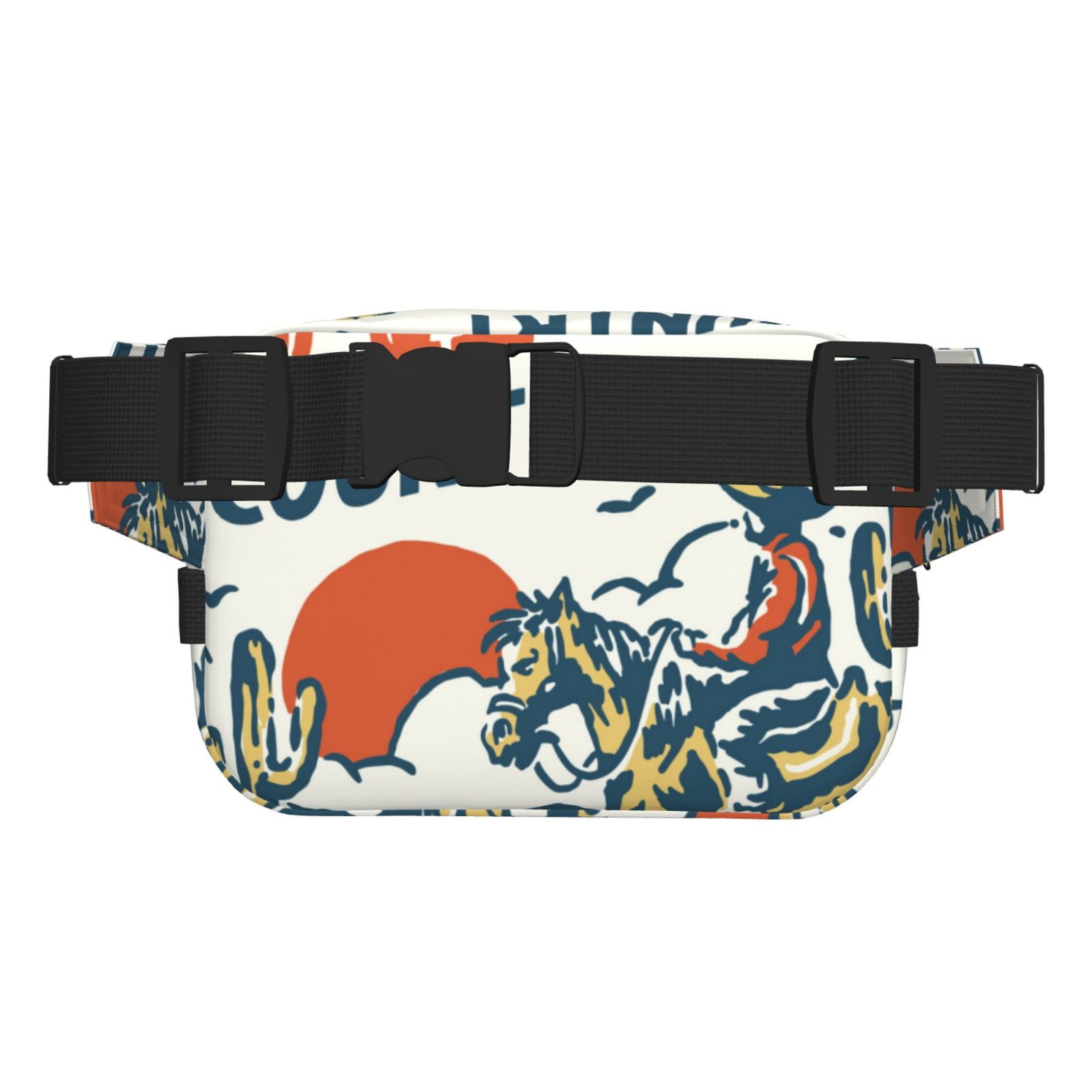 Picia Cowboy Rising Horse Print Square Double-Layer Waist Bag Mini Adjustable Waist Belt Bag Exercise Running Travel Hiking