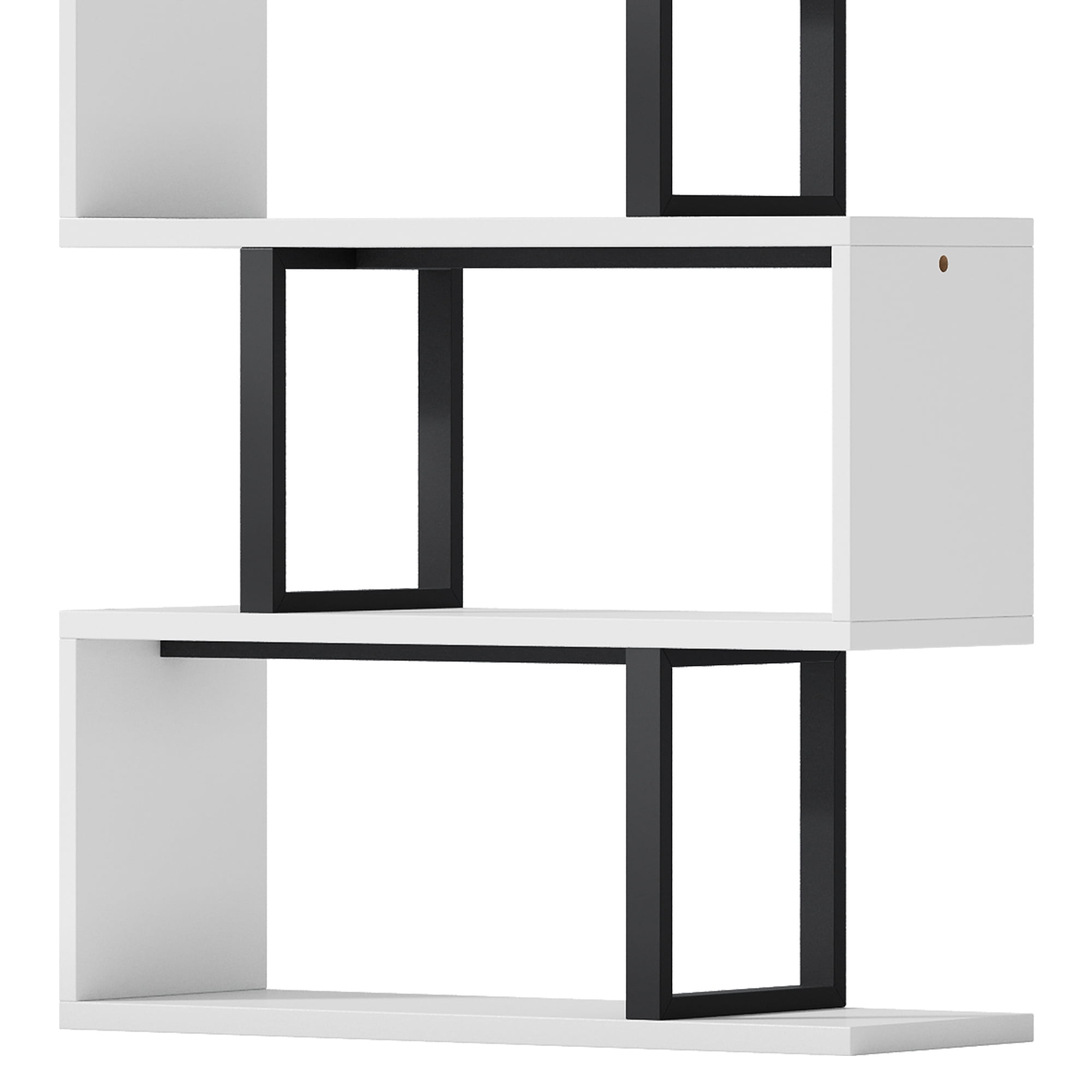 Uforic 6-Tier Geometric Bookcase, S-Shaped Bookshelf Storage Display Unit for Home Office, White