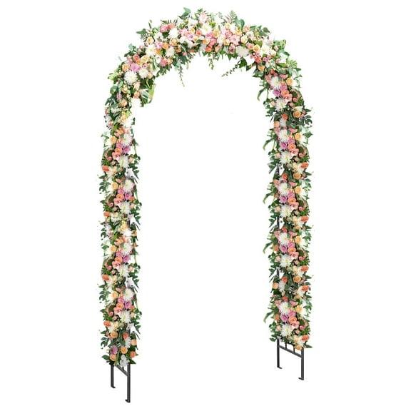 Garden Arch, Heavy Duty Steel Garden Trellis for Climbing Plants Rose Vines, Outdoor Metal Part Ceremony Wedding Arbor Decoration for Lawn Garden Backyard Patio (43.5’’W x 90.5’’H) Black