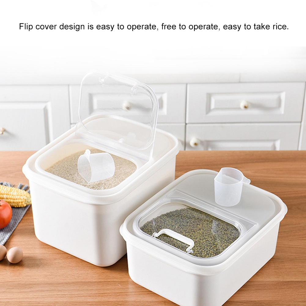 Cergrey Rice Storage Bin,Plastic Sealing Flip cover Shuttered Rice ...