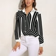 thumbnail image 3 of 70s Retro Vintage Style Geometric Design 333 Black And White Long Sleeve Blouse Woman Streetwear Casual Shirts Summer Oversize Woman Streetwear Clothing Birthday Present, 3 of 7