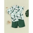 thumbnail image 3 of vera natura Toddler Boys Summer Outfits Dinosaur Print Buttons Short Sleeve Shirts Tops and Elastic Waist Shorts 2Pcs Gentleman Clothes Set, 3 of 9