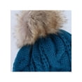 thumbnail image 3 of CTM  Cable Knit Lined Winter Beanie with Synthetic Fur Pom (Women), 3 of 4