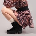 thumbnail image 4 of Suede Slouchy Cowboy Boots for Women Elastic Pull on Wide Mid Calf Booties Chunky Heel Winter Boots, 4 of 9