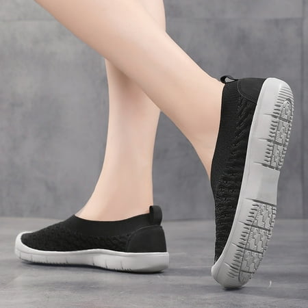 

New Ladies Fashion Fly Woven Breathable Mesh Toe Head Lightweight Casual Comfortable Flat Shoes