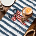 thumbnail image 3 of Thin Navy Lines Table Runner 72 Inches, Patriotic Bow Vintage Distressed Striped Bed Runner Dresser Scarves Tabletop for Indoor Outdoor Parties/Ceremony/Banquet, 18" x 72", 3 of 9