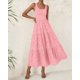 thumbnail image 2 of Vestido BTFBM para mujer con ojales de verano, midi, sin mangas, rosa, talla L, 2 of 9