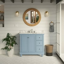 Bella 36" Bathroom Vanity with Powder Blue Cabinet and Carrara Marble Top