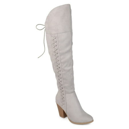 Womens Faux Suede Faux Lace-up Over-the-knee Boots