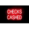 thumbnail image 1 of SpellBrite CHECKS CASHED LED Sign for Business. 24.1" x 15.0" Red CHECKS CASHED Sign Has Neon Sign Look With Energy Efficient LED Light Source. Visible from 500+ Feet, 8 Animation Settings., 1 of 4
